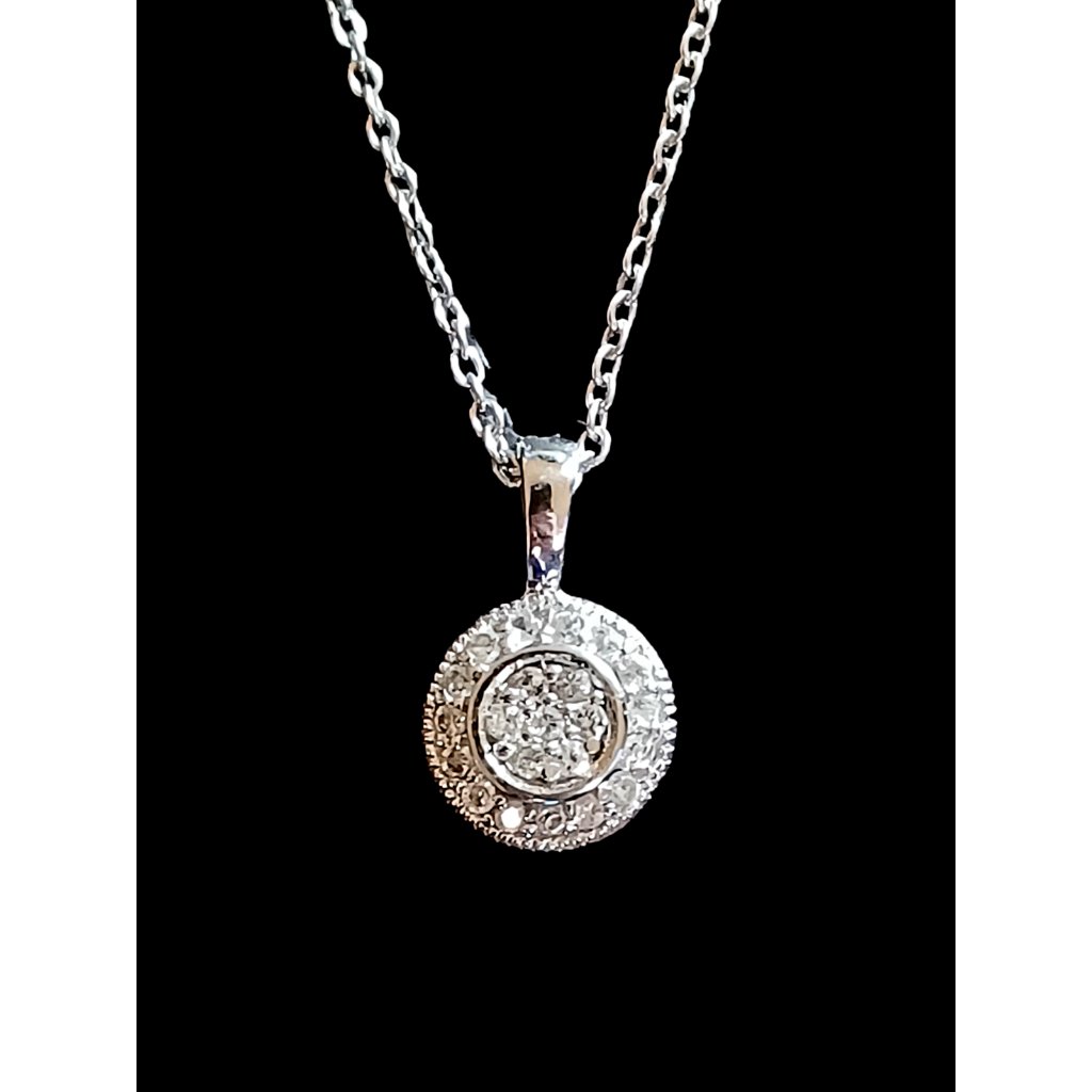 Ati 925 Sterling Silver Pave Crystal Dainty Pendant Necklace 16